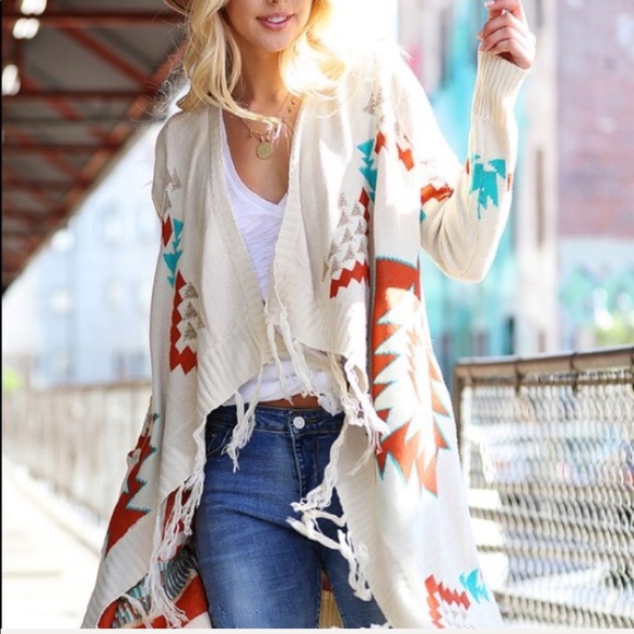 Aztec Open Front Cardigan - Picture 2 of 7